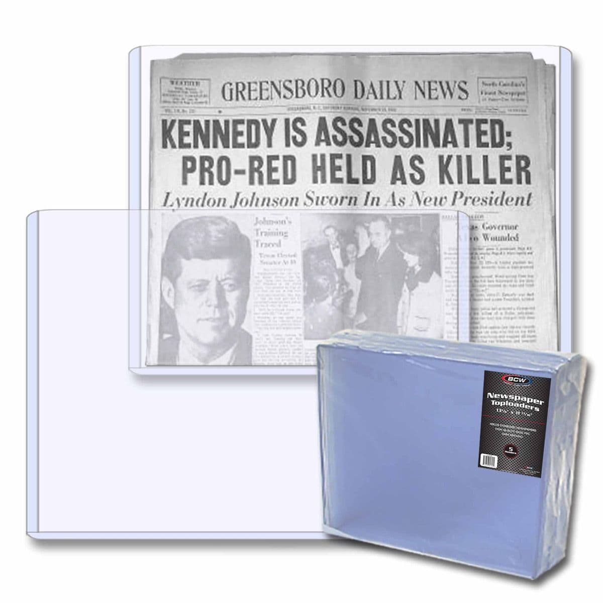 Two BCW Newspaper Topload Holder - 13x11 behind package of BCW Newspaper Topload Holder - 13x11