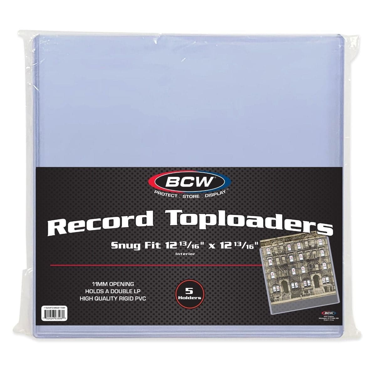 BCW 12 Inch Record Toploaders. 11mm opening. SNUG Fit. 5 per pack