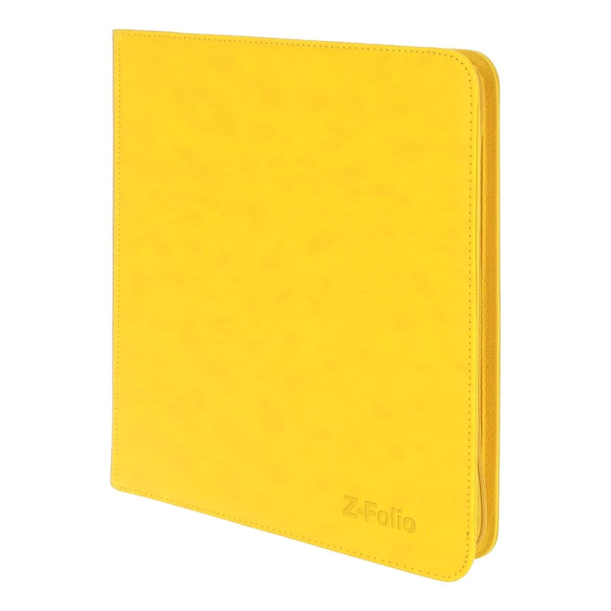Z-Folio 12-Pocket Album - Yellow, angled view. Showcasing the refined stitched edges.