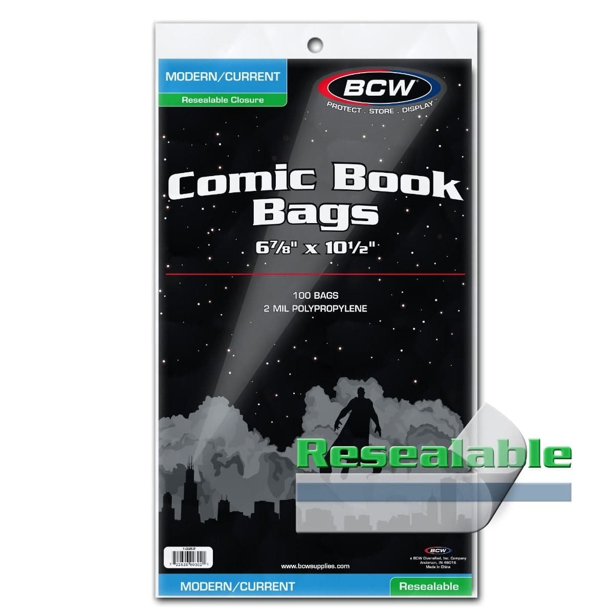 BCW Resealable Comic Book Bags. Current, Modern. 100 bags packaging