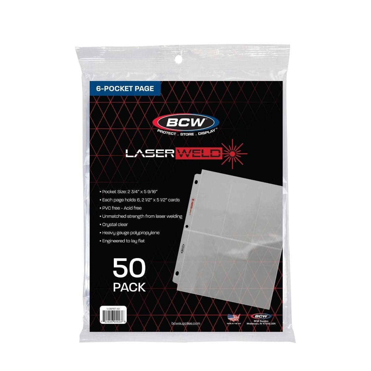 BCW Laserweld 6-Pocket pages. 50 count, single packaging