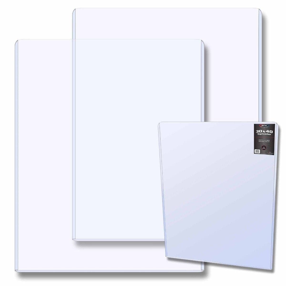 Two BCW 30x40 - Topload Holders behind BCW 30x40 - Topload Holder