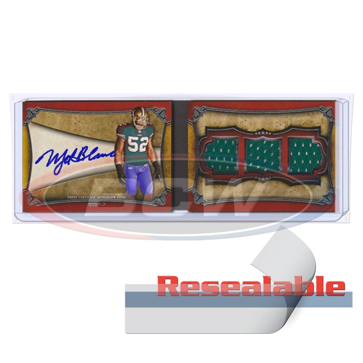 Resealable logo over booklet card in holder and bag