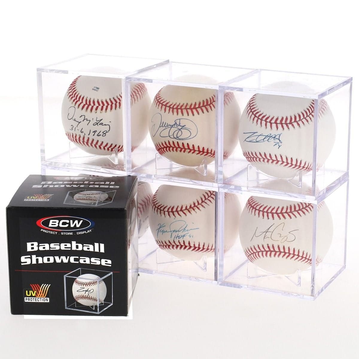 BCW Baseball Showcase. Crystal clear built in stand base. Stackable cubes with packaging