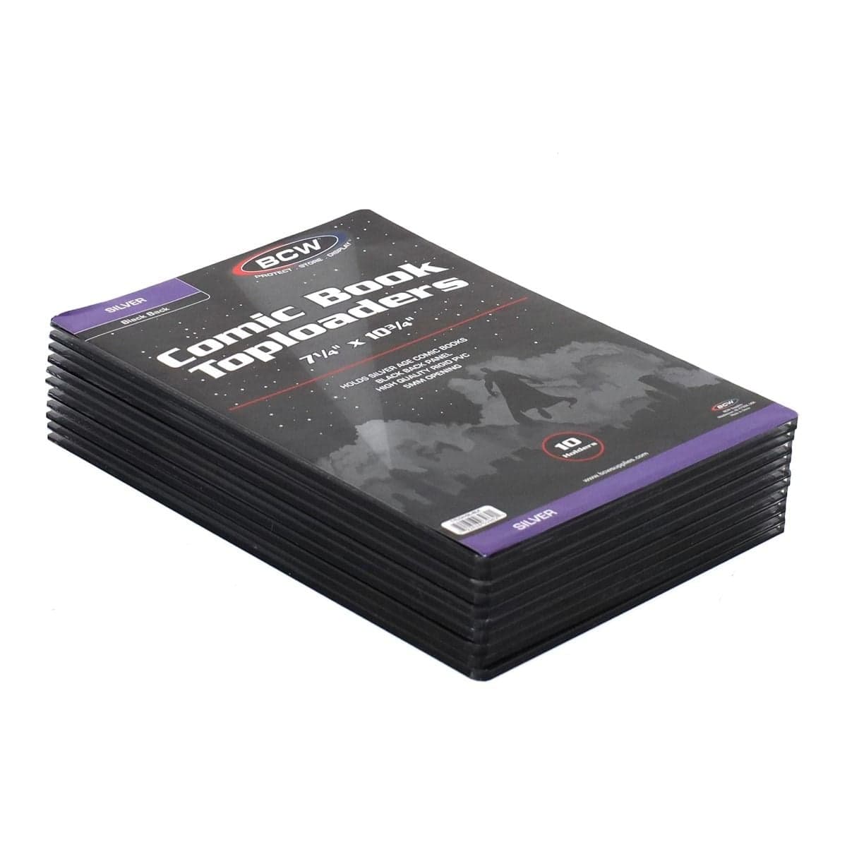 BCW Silver Comic Topload Holder - Black 10 holders per pack, angled packaging