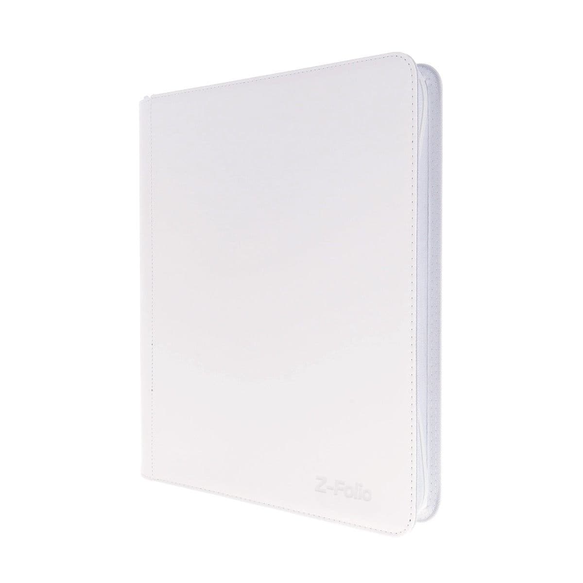 BCW Z-Folio 9-Pocket LX Album - Toploaders - White. front closed, angled right view