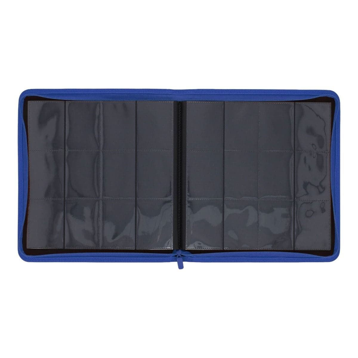 Z-Folio 12-Pocket Album - Blue, opened and empty, showcasing the easy-flip pages for quick viewing.