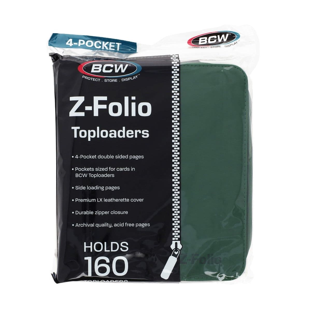 BCW Z-Folio 4-Pocket LX Album - Toploaders - Green front of packaging