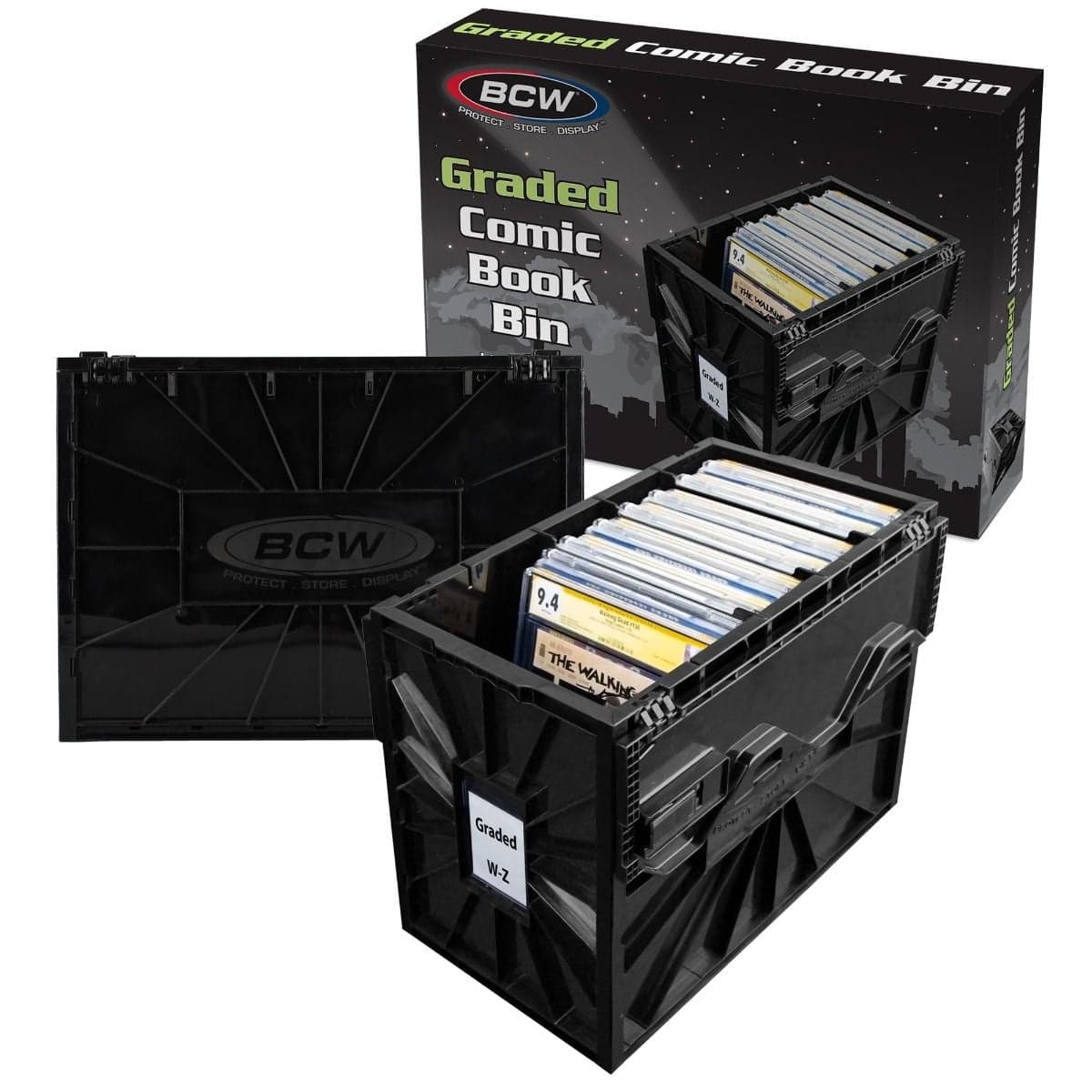 BCW graded comic book bin. group, packaging and panel