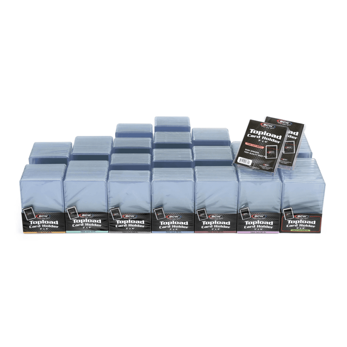 toploader sampler case, group photo of toploader packs