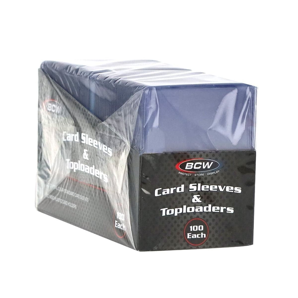 100 Count Card Sleeve and Toploader Combo Pack, angled packaging
