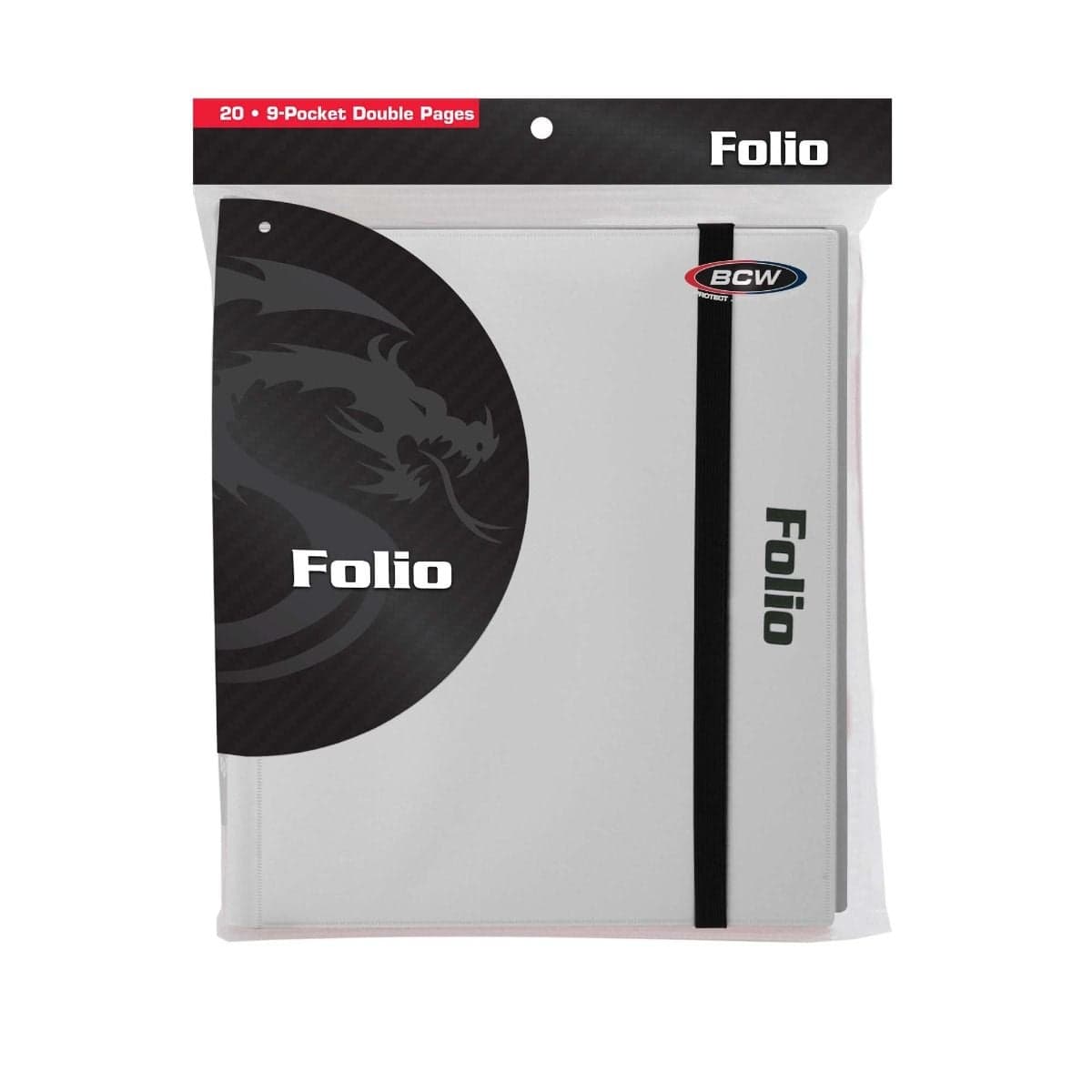 One white BCW 9 pocket folio inside packaging.