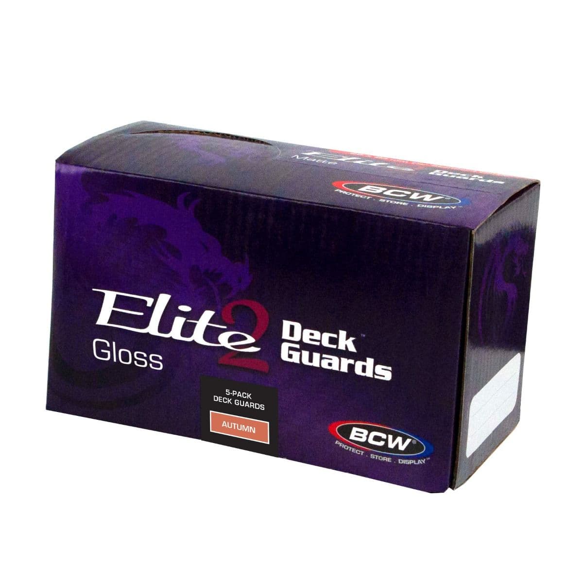 One box of 5 packs of BCW Deck Guard Elite2 in autumn. The lid of the box is closed.