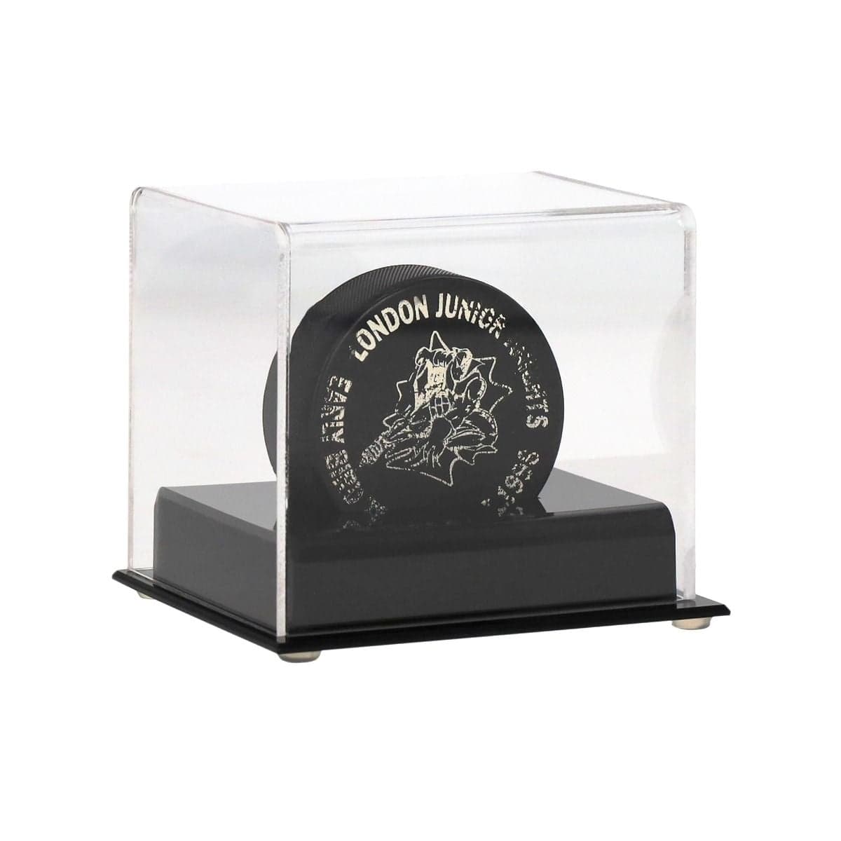 BCW Acrylic Hockey Puck Display with hockey puck inside