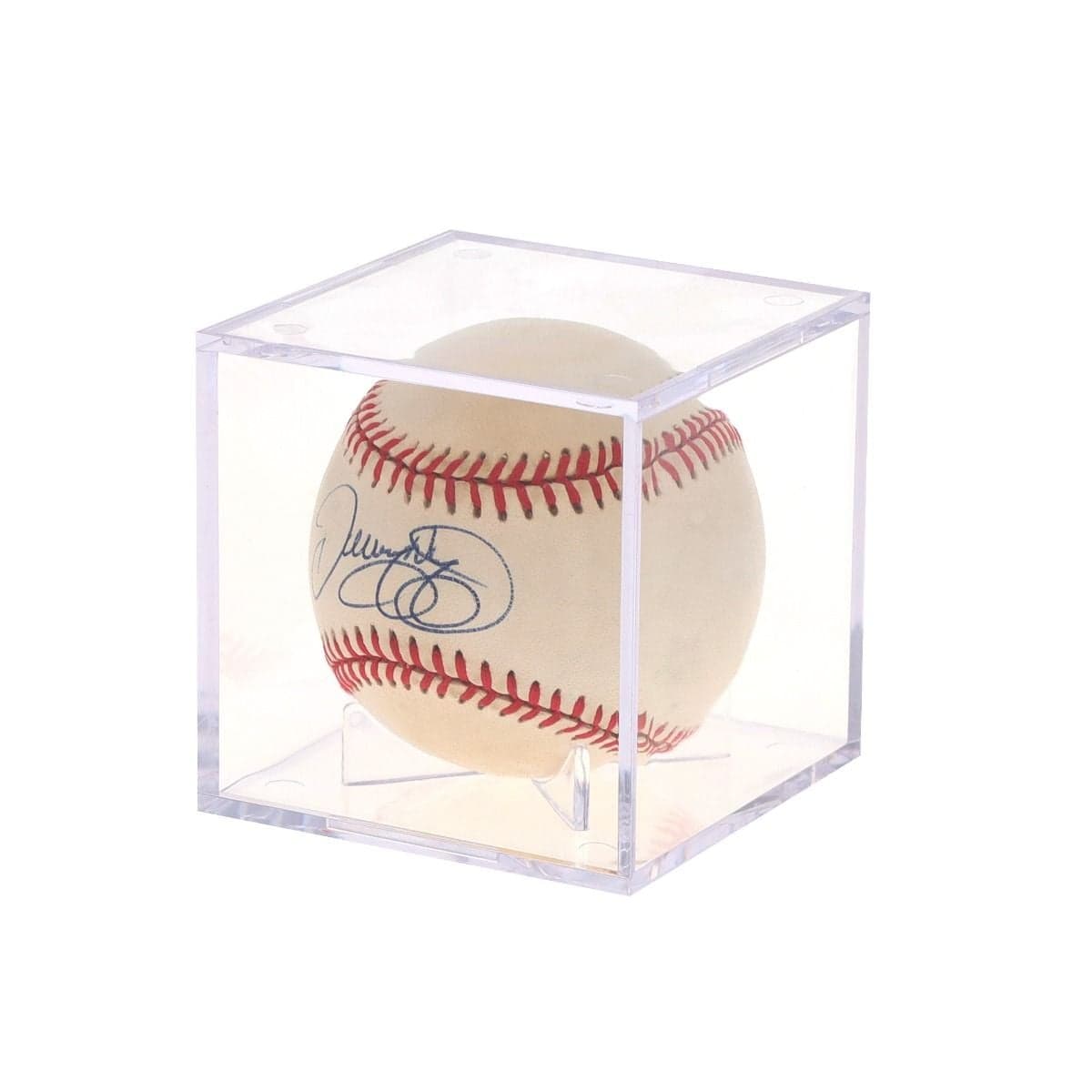 BCW Baseball Showcase. Crystal clear built in stand base. With signed baseball