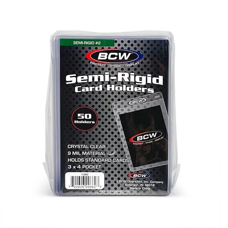 BCW Semi Rigid Card Holders #2. 50 Holders per pack