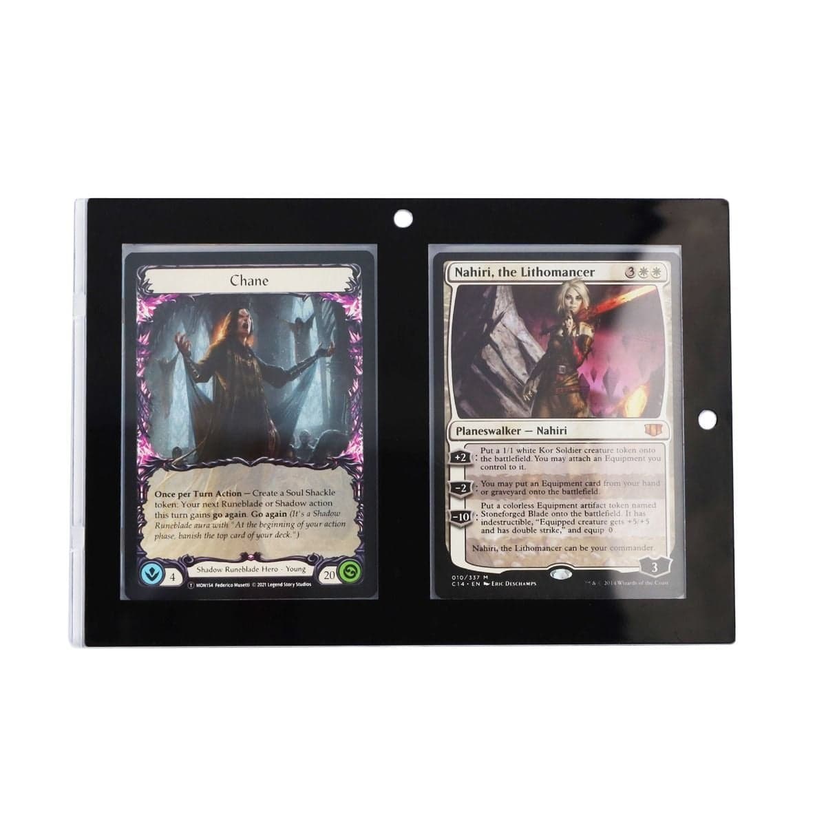 Magnetic 2-Card Holder - 35 PT. - Black Border. Tcg gaming pokemon size