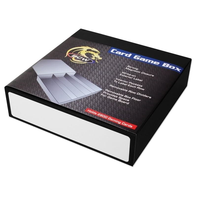 BCW Card Game Box - 3 Row - Black with White, closed with packaging