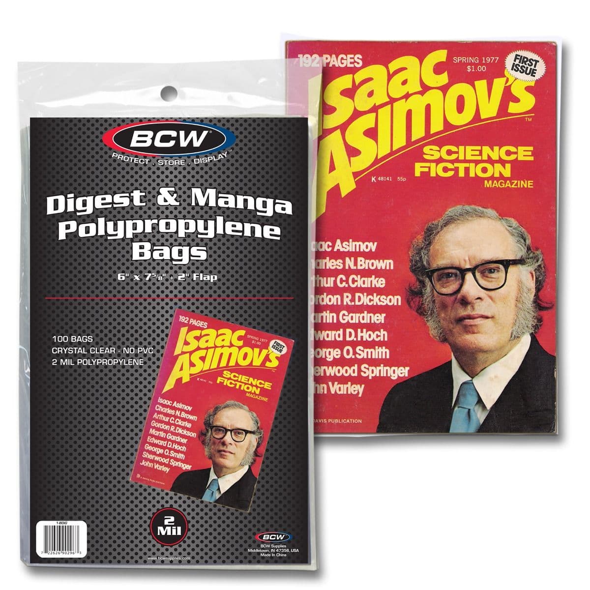 Package of BCW Digest or Manga Bags in front of digest in bag