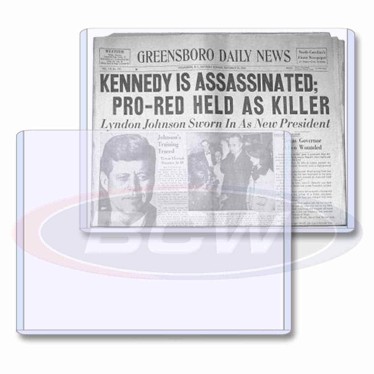 Two BCW Newspaper Topload Holder - 13x11. One holder has a newspaper in it.
