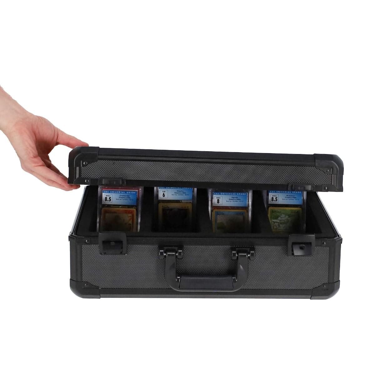 Graded Lock Case - Cards - 4 Rows. opening lid