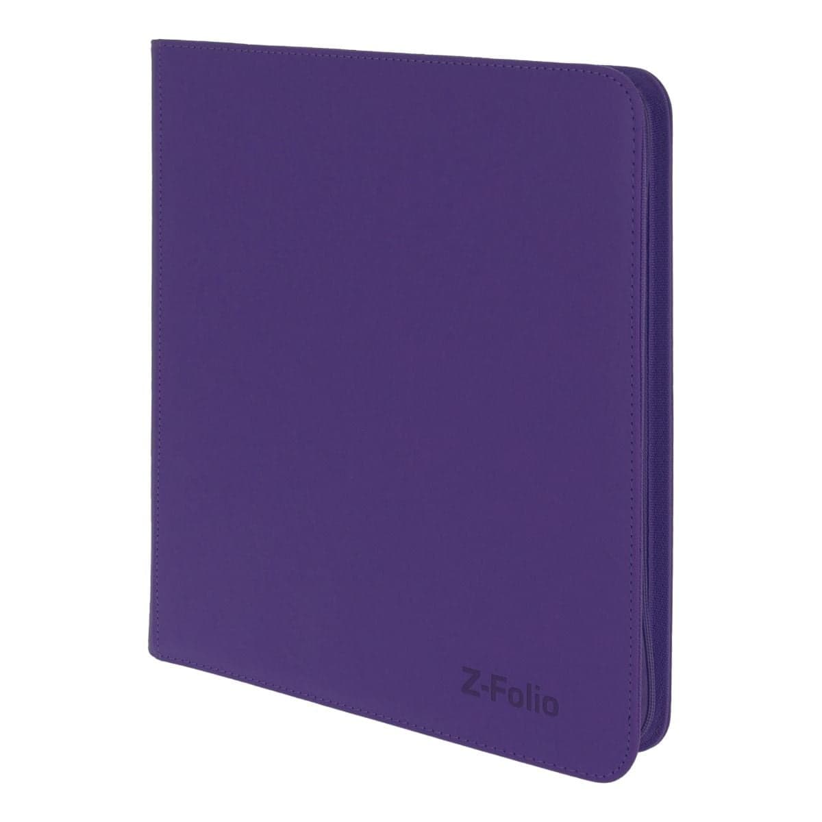 Z-Folio 12-Pocket Album - Purple, angled view. Showcasing the refined stitched edges.