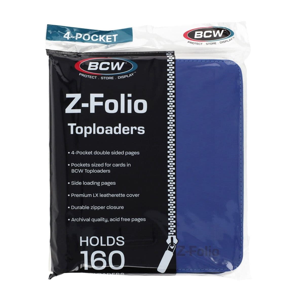 BCW Z-Folio 4-Pocket LX Album - Toploaders - Blue front of packaging