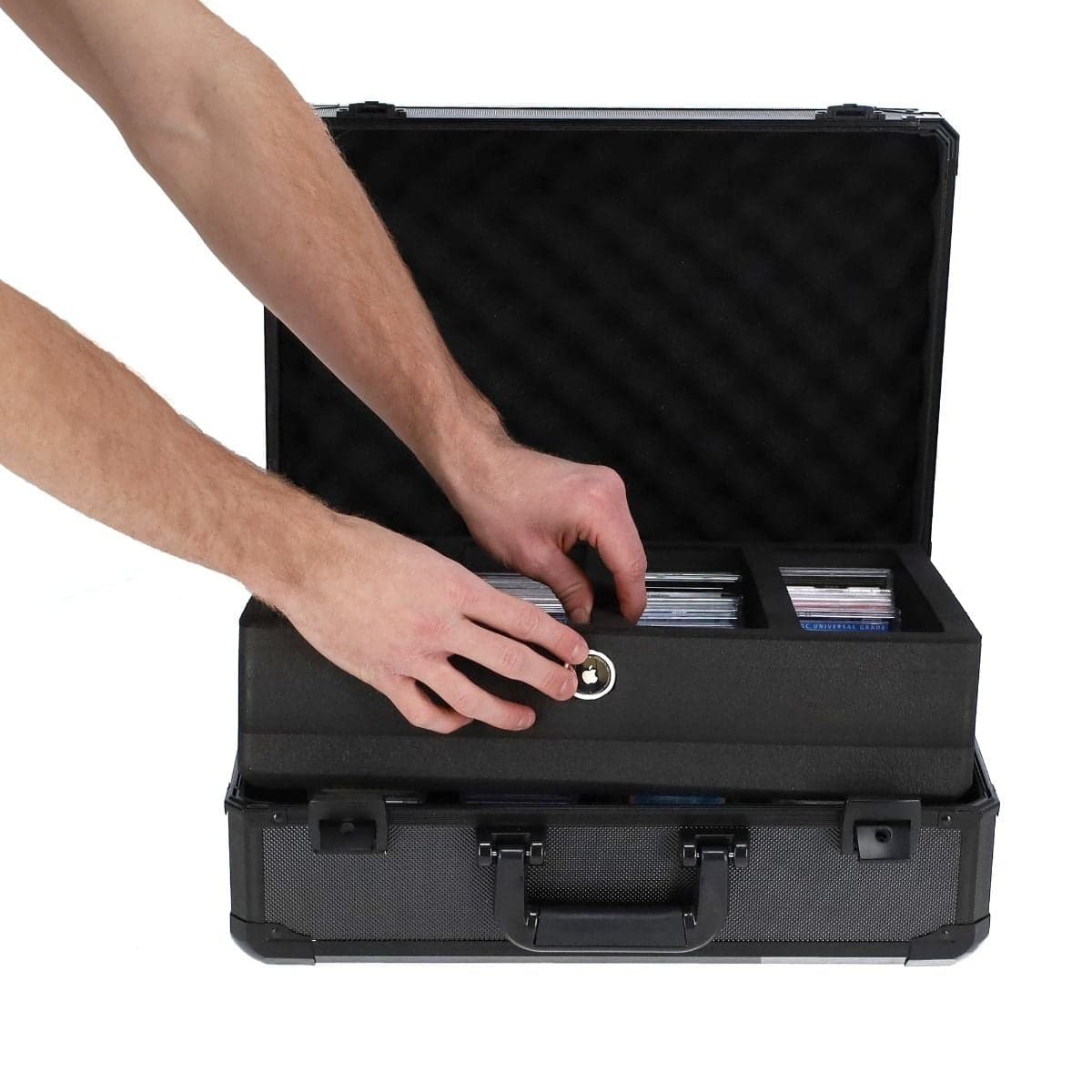 Graded Lock Case - Cards - 4 Rows. air tag option