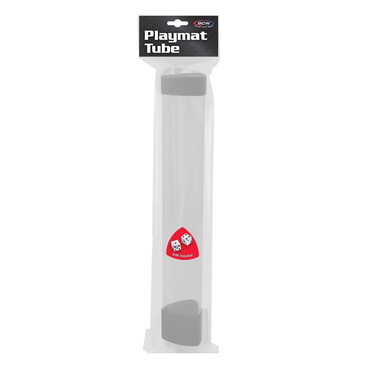 BCW Playmat tube with white dice cap inside packaging