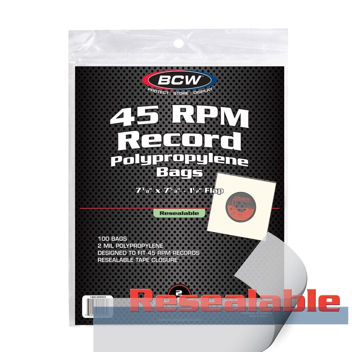 Package of BCW Resealable 45 RPM Record Bags