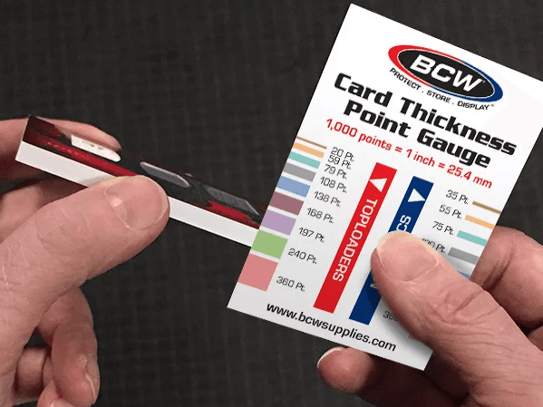 BCW card thickness point gauge used to size a thick card