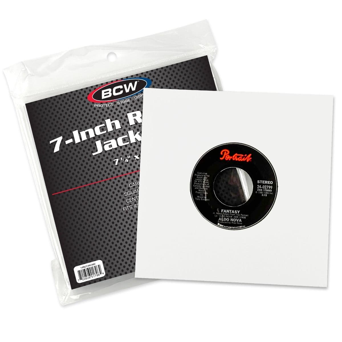 7 Inch Record Paper Jacket - With Hole - White group packaging with record in jacket