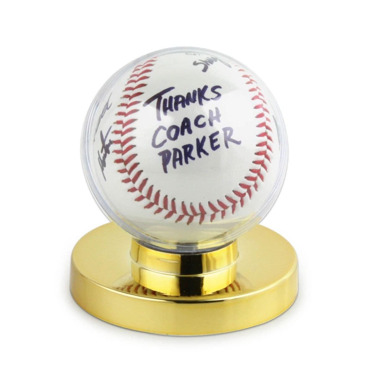 BCW Gold Base Baseball Holder with baseball inside