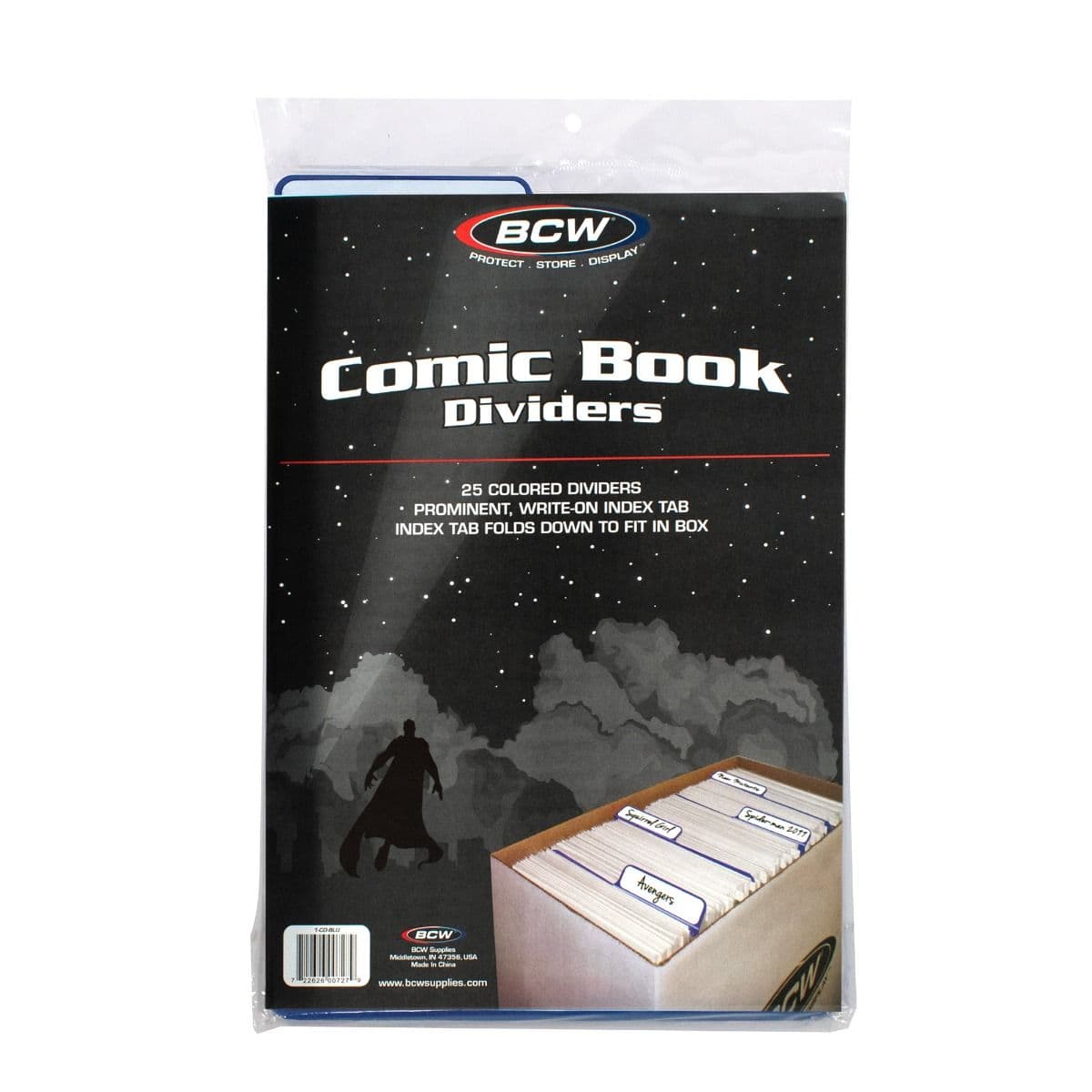 BCW Comic Book Dividers - Blue, front of packaging. 25 Per Pack