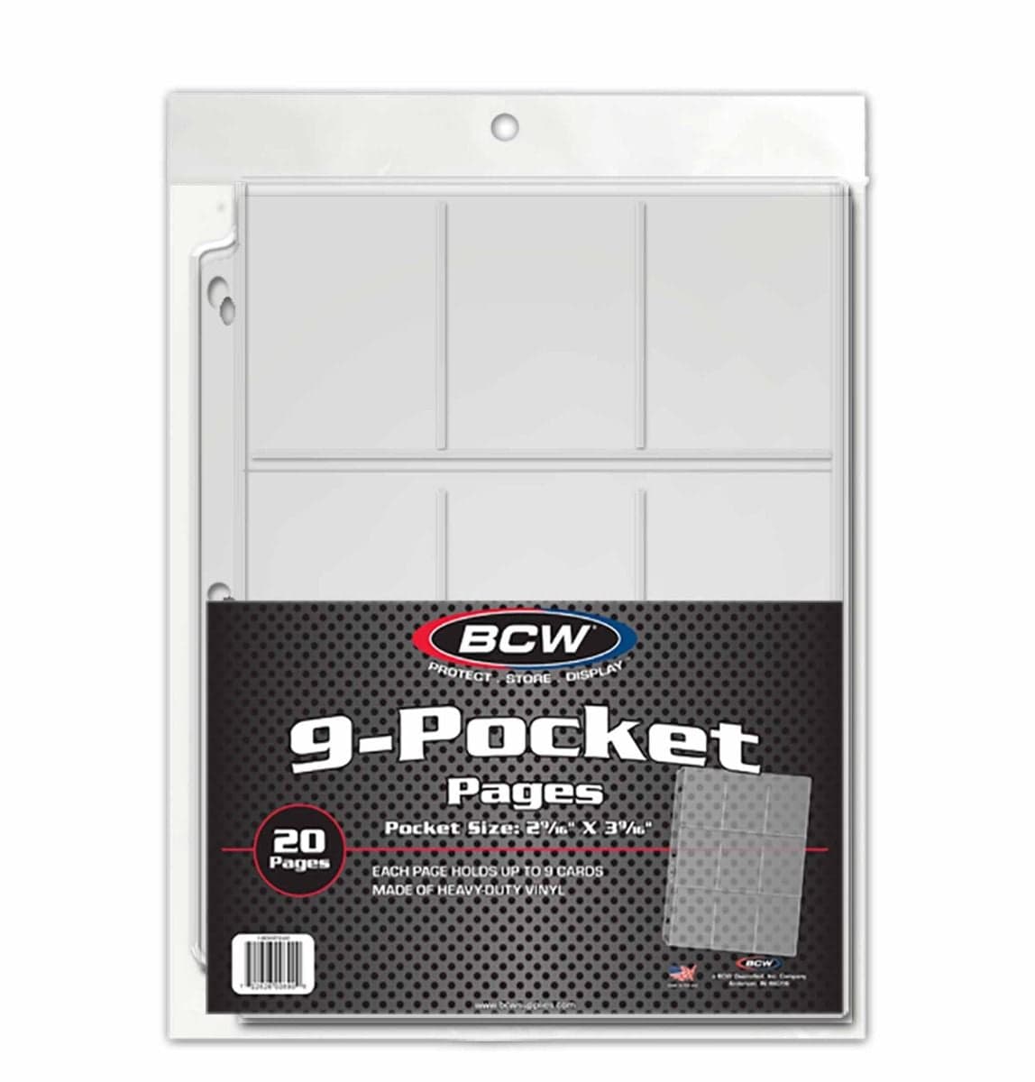 Package of 20 BCW vinyl 9-pocket pages
