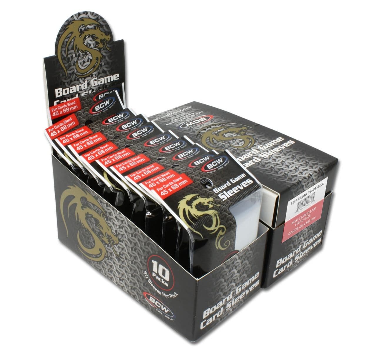 Two boxes of 10 packs of BCW Board Game Sleeves - Mini Euro (45MM x 68MM)