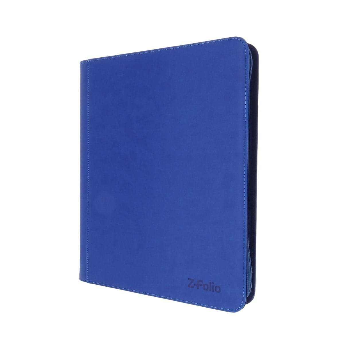 BCW Z-Folio 4-Pocket LX Album - Toploaders - Blue. front closed, angled right view