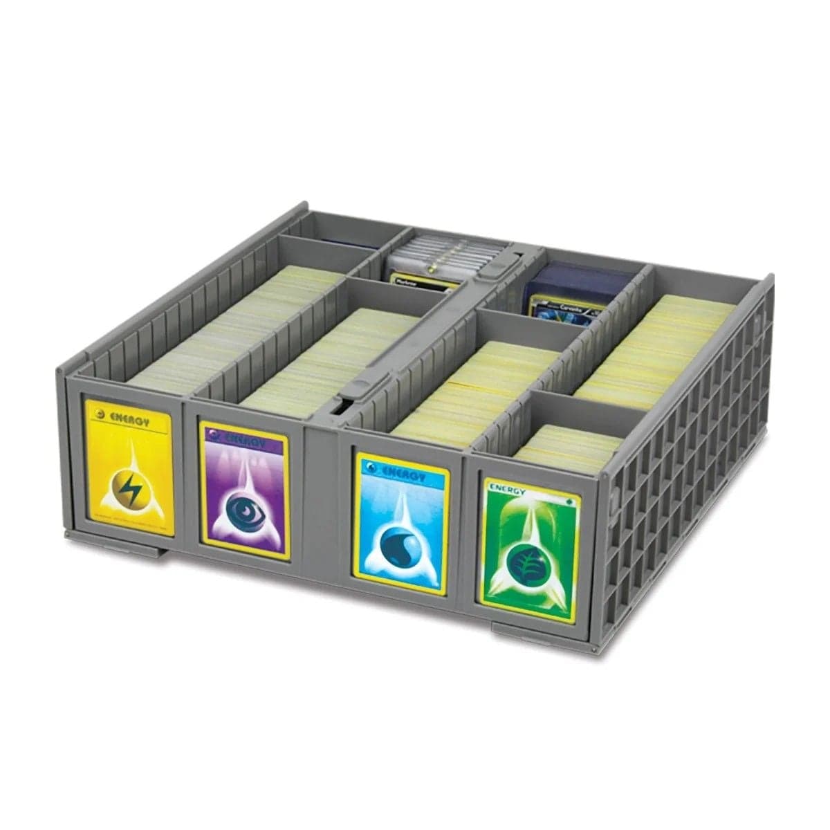 BCW 3200 count collectible card bin gray. sorted pokemon cards