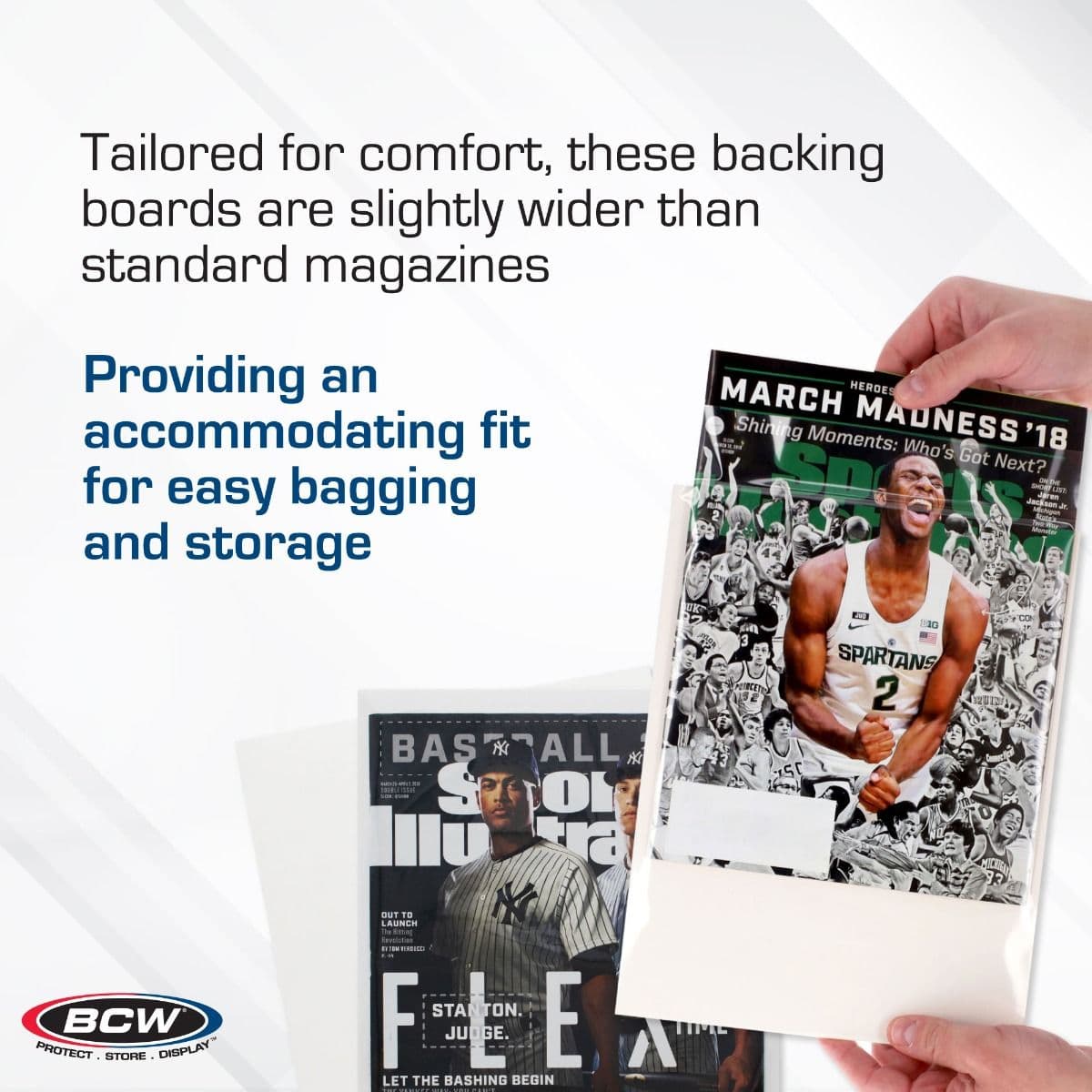 BCW Magazine Backing Boards infographic, slightly wider for comfort