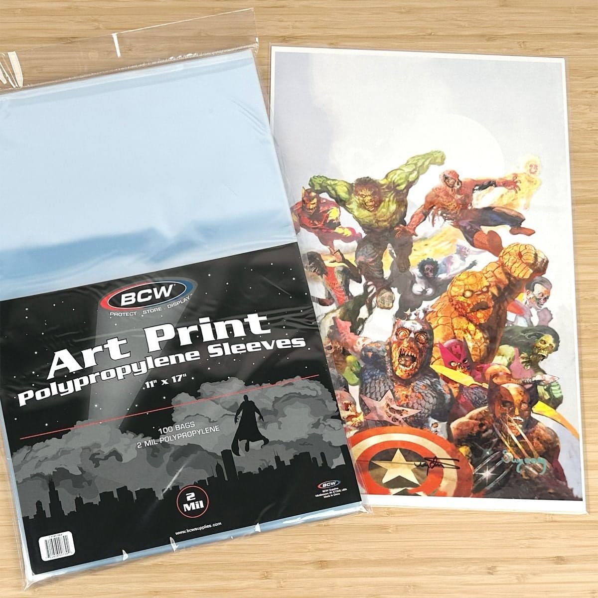 Pack of BCW 11 inch by 17 inch Art Print Sleeves by a sleeved poster