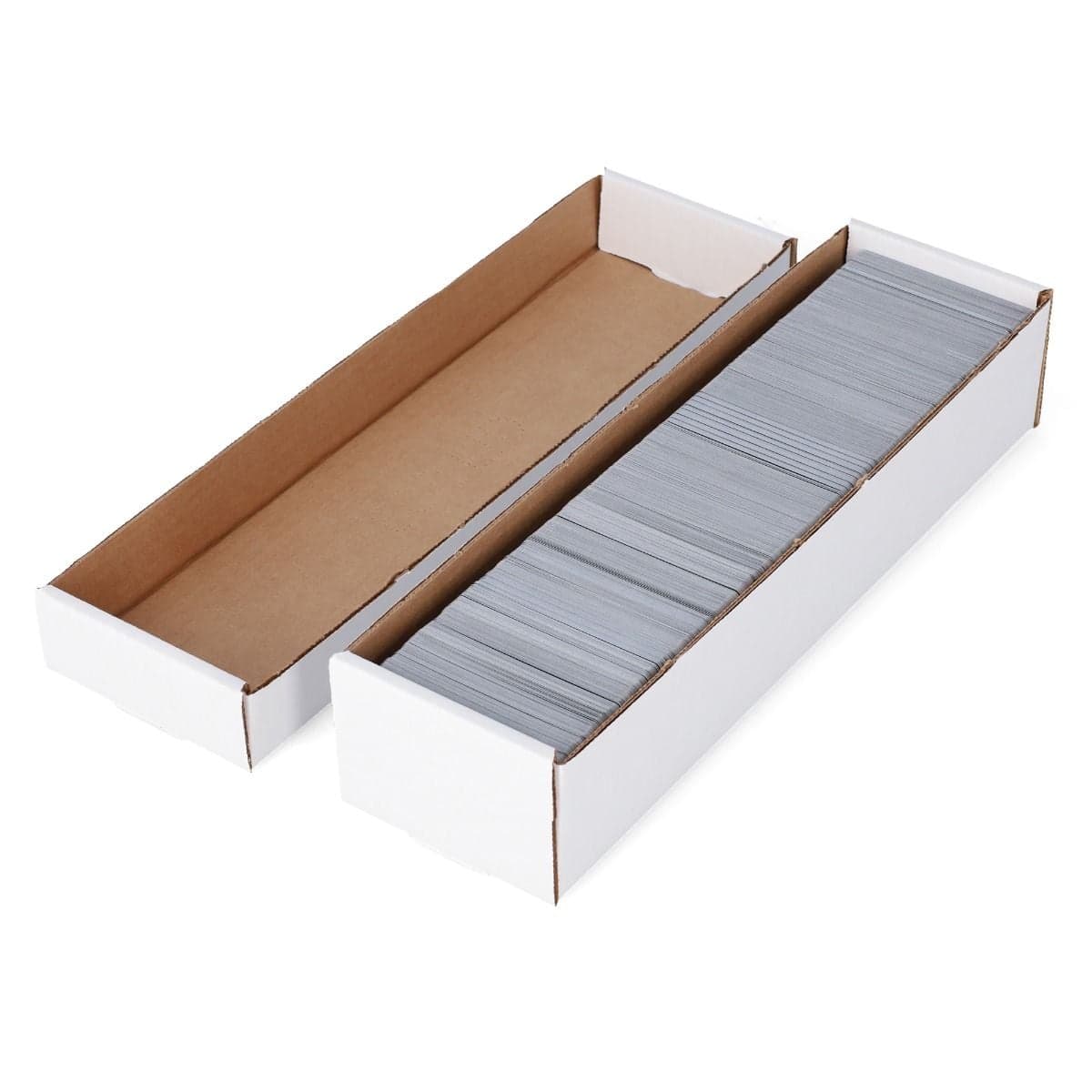 BCW 2-piece 800 count card box with cards. lid removed filled with cards