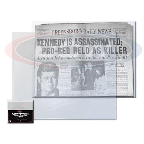 Two BCW Newspaper Bags behind package of BCW Newspaper Bags