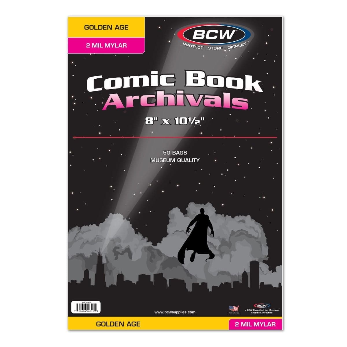 Package of BCW Golden Age Comic Book Archival Mylar Bags - 2 MIL