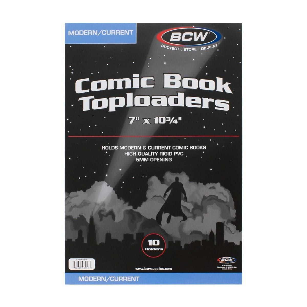 BCW Modern/Current Age Comic Book Toploaders 10 holders per pack, front packaging