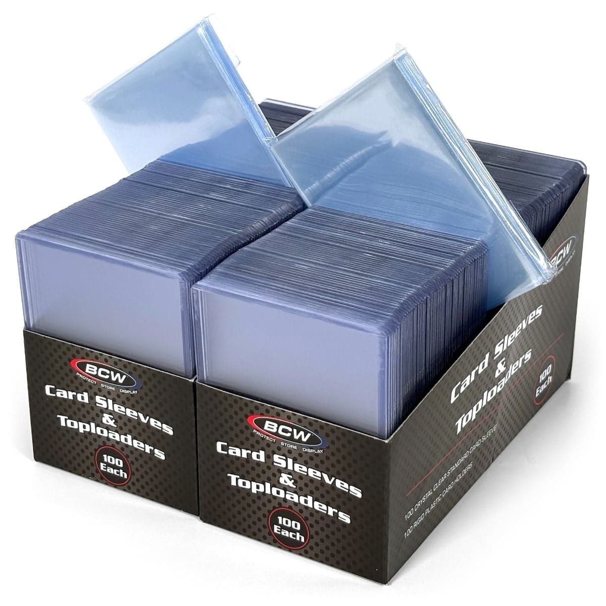 200 Count Card Sleeve and Toploader Combo Pack. sleeve packs sticking up out of packaging
