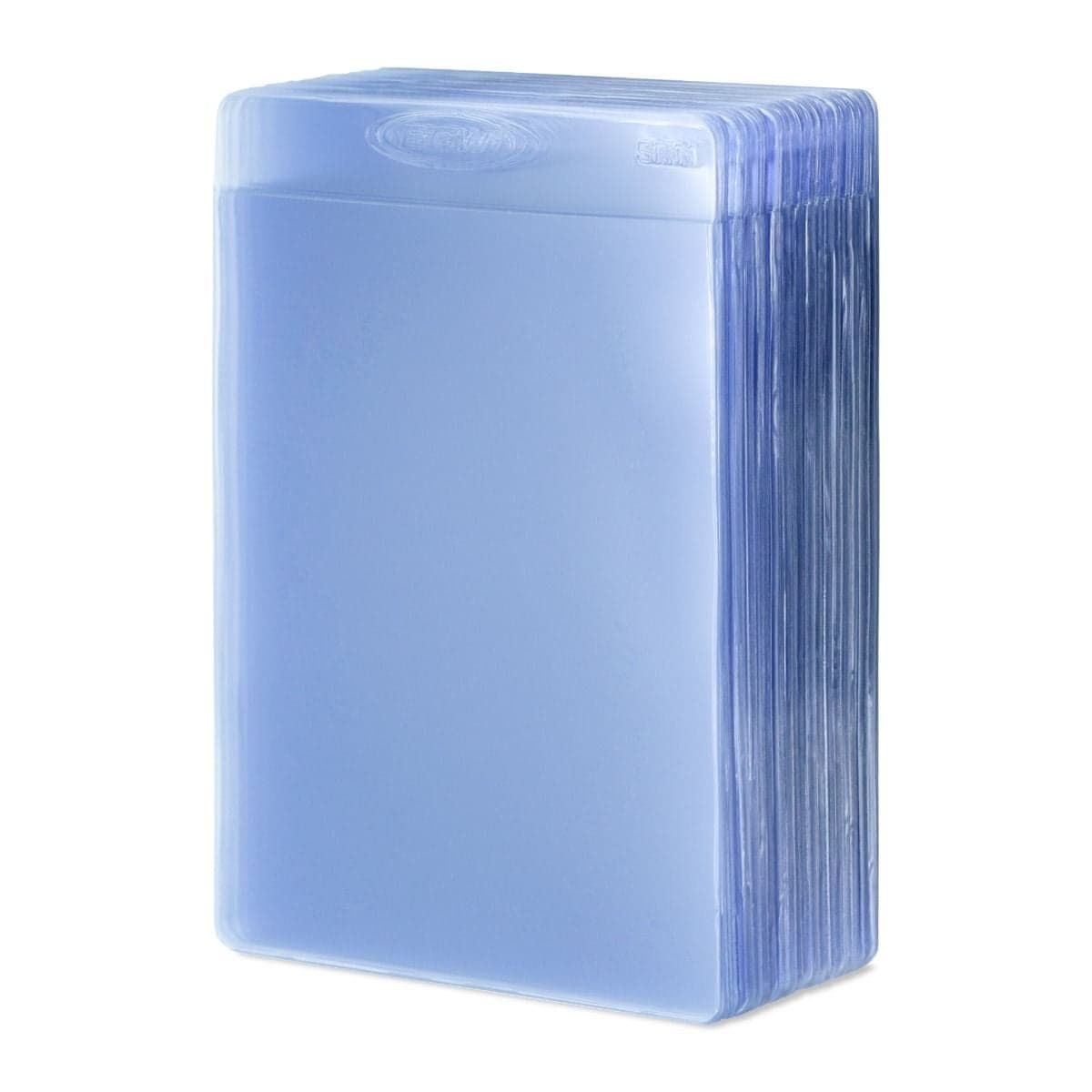 BCW Semi Rigid Card Holder #1, angled, stack, empty