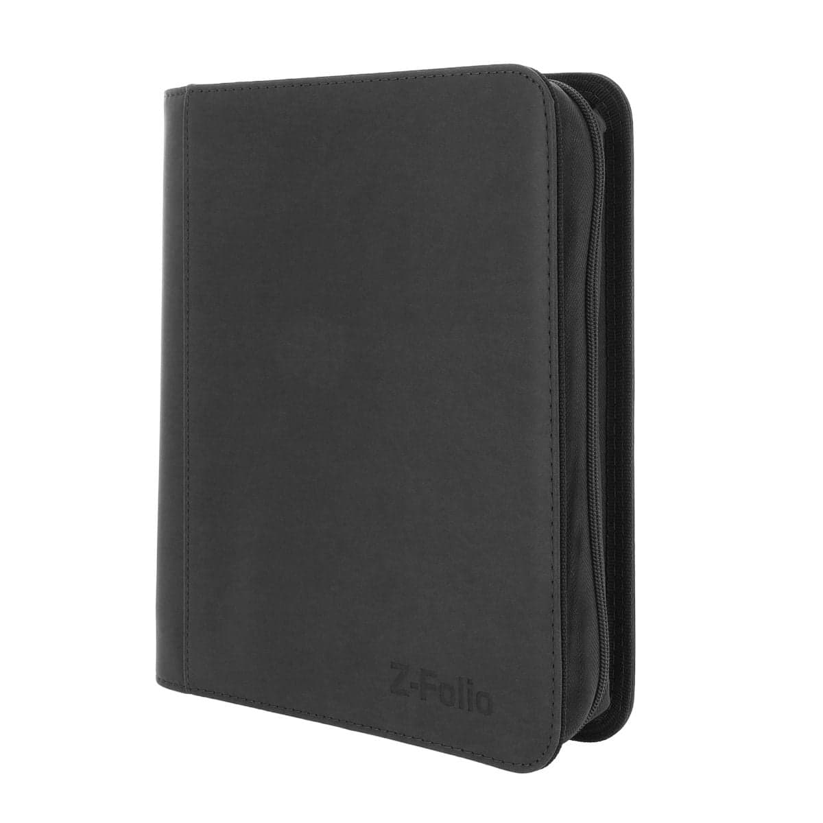 BCW Z-Folio 4-Pocket LX Album - Toploaders - Black. front closed, angled right view