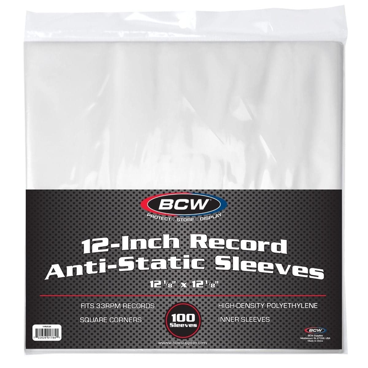 BCW 12 Inch Record Inner Sleeve - Anti-Static, packaging, 100 per pack