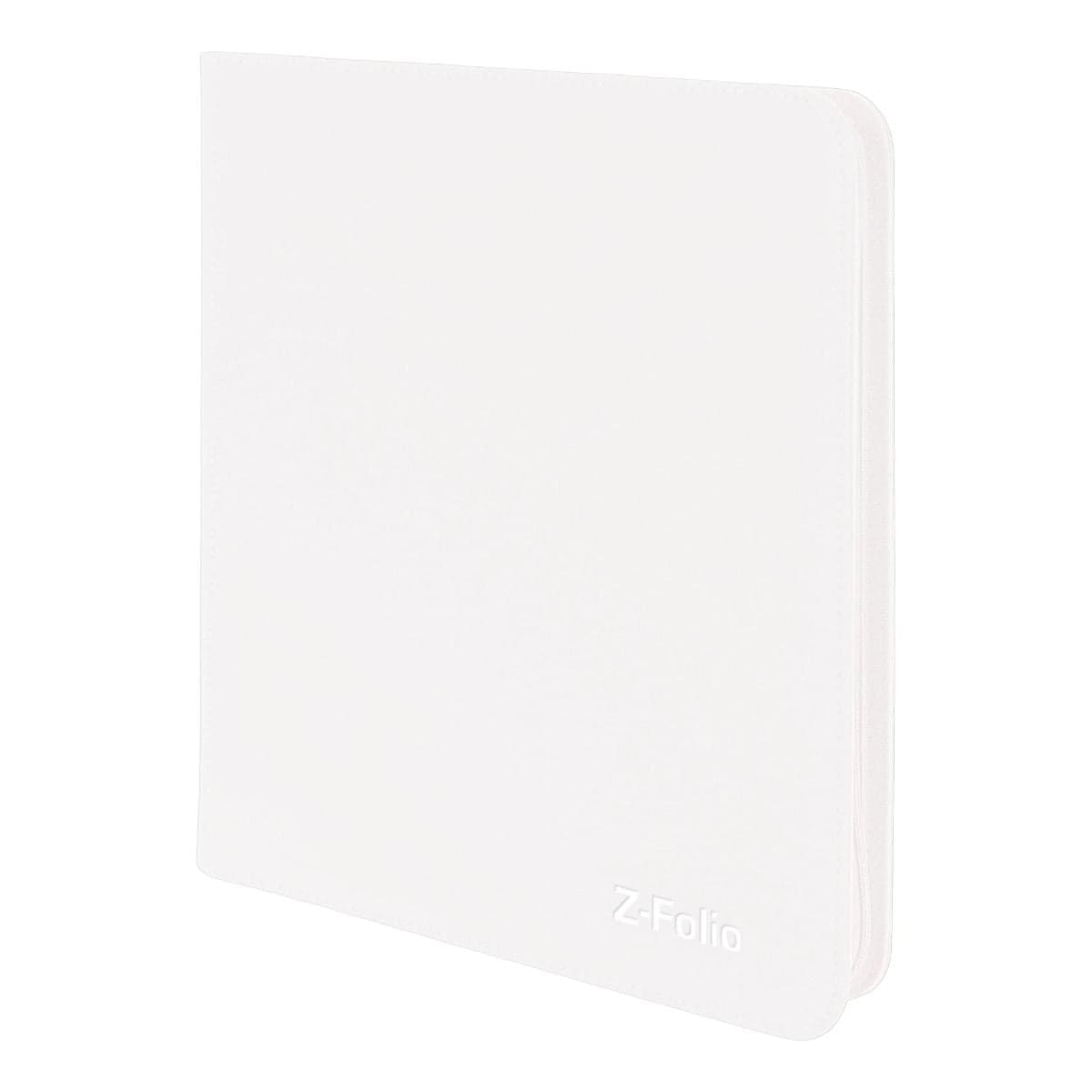 Z-Folio 12-Pocket Album - White, angled view. Showcasing the refined stitched edges.