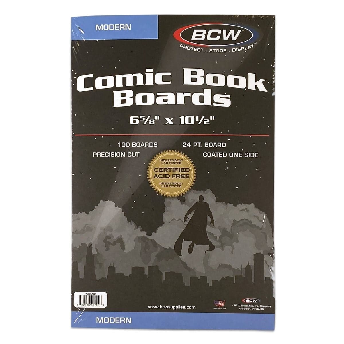 Package of BCW Modern Comic Book Boards, front view